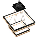 Double Square Chandeliers Light, 128W, 3000K (Warm White), 2461 Lumens, Dimmable Wooden + Matte Black Finish Chandelier Load image into Gallery viewer, Double Square Chandeliers Light, 128W, 3000K (Warm White), 2461 Lumens, Dimmable Wooden + Matte Black Finish Chandelier