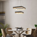 Double Square Chandeliers Light, 128W, 3000K (Warm White), 2461 Lumens, Dimmable Wooden + Matte Black Finish Chandelier Load image into Gallery viewer, Double Square Chandeliers Light, 128W, 3000K (Warm White), 2461 Lumens, Dimmable Wooden + Matte Black Finish Chandelier