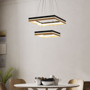 Double Square Chandeliers Light, 128W, 3000K (Warm White), 2461 Lumens, Dimmable Wooden + Matte Black Finish Chandelier Load image into Gallery viewer, Double Square Chandeliers Light, 128W, 3000K (Warm White), 2461 Lumens, Dimmable Wooden + Matte Black Finish Chandelier