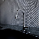 Pull Down Kitchen Faucet with Single Lever Handle and Plastic Deckplate in Chrome Polished Load image into Gallery viewer, Pull Down Kitchen Faucet with Single Lever Handle and Plastic Deckplate in Chrome Polished