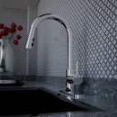 Pull Down Kitchen Faucet with Single Lever Handle and Plastic Deckplate in Chrome Polished Load image into Gallery viewer, Pull Down Kitchen Faucet with Single Lever Handle and Plastic Deckplate in Chrome Polished