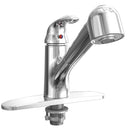 Single Handle Pull-Out Kitchen Faucet with SS deckplate in Polished Chrome Load image into Gallery viewer, Single Handle Pull-Out Kitchen Faucet with SS deckplate in Polished Chrome