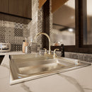 Double Handle Kitchen Faucet With Spray in Bronze Load image into Gallery viewer, Double Handle Kitchen Faucet With Spray in Bronze