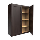 2 Door Wall Cabinet | 33"W x 42"H x 12"D | RTA Luxor Espresso Load image into Gallery viewer, 2 Door Wall Cabinet | 33"W x 42"H x 12"D | RTA Luxor Espresso