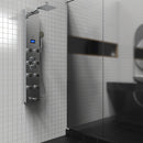 55 in. 8-Jet Stainless Steel Aluminum/Glass Shower Panel Systems With Adjustable Rainfall Showerhead, Round Handheld Shower,LED Temperature Display, Self-Cleaning & Jet Massage Feature Load image into Gallery viewer, 55 in. 8-Jet Stainless Steel Aluminum/Glass Shower Panel Systems With Adjustable Rainfall Showerhead, Round Handheld Shower,LED Temperature Display, Self-Cleaning & Jet Massage Feature