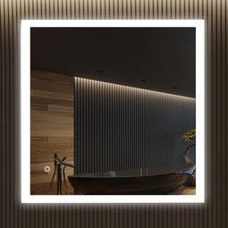 36 in. x 36 in. LED Lighted Bathroom Vanity Mirror, Anti-Fog, Touch Button, Adjustable Color Temperature & Remembrance, Wall Mounted Makeup Mirror, Window Style 36 in. x 36 in. LED Lighted Bathroom Vanity Mirror, Anti-Fog, Touch Button, Adjustable Color Temperature & Remembrance, Wall Mounted Makeup Mirror, Window Style