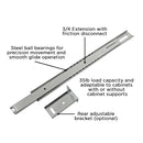 Drawer Slide Center Mount 3/4 Extension 12 Inch - Hickory Hardware Load image into Gallery viewer, Drawer Slide Center Mount 3/4 Extension 12 Inch - Hickory Hardware