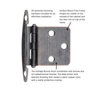 Flush Door Hinges Surface Face Frame Free Swinging (2 Hinges/Per Pack) - Hickory Hardware Load image into Gallery viewer, Flush Door Hinges Surface Face Frame Free Swinging (2 Hinges/Per Pack) - Hickory Hardware