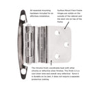 Hinge 3/8 Inch Inset Surface Face Frame Free Swinging (2 Hinges/Per Pack) - Hickory Hardware Load image into Gallery viewer, Hinge 3/8 Inch Inset Surface Face Frame Free Swinging (2 Hinges/Per Pack) - Hickory Hardware