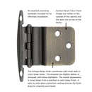 Hinge 3/8 Inch Inset Surface Face Frame Free Swinging (2 Hinges/Per Pack) - Hickory Hardware Load image into Gallery viewer, Hinge 3/8 Inch Inset Surface Face Frame Free Swinging (2 Hinges/Per Pack) - Hickory Hardware