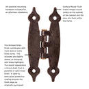 Flush Mount Hinges Surface Face Mount (2 Hinges/Per Pack) in Antique Brass - Hickory Hardware Load image into Gallery viewer, Flush Mount Hinges Surface Face Mount (2 Hinges/Per Pack) in Antique Brass - Hickory Hardware