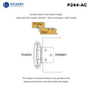 Cabinet Hinge Flush Surface Face Frame Self-Close (2 Hinges/Per Pack) - Hickory Hardware Load image into Gallery viewer, Cabinet Hinge Flush Surface Face Frame Self-Close (2 Hinges/Per Pack) - Hickory Hardware