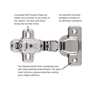 Hinge Concealed Half Overlay Frameless Self-Close Snap On in Polished Nickel - Hickory Hardware Load image into Gallery viewer, Hinge Concealed Half Overlay Frameless Self-Close Snap On in Polished Nickel - Hickory Hardware
