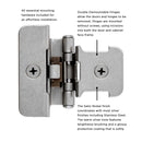 Double Demountable Hinge Collection Hinge Double Demountable 1/4 Inch Overlay (2 Hinges/Per Pack) - Hickory Hardware Load image into Gallery viewer, Double Demountable Hinge Collection Hinge Double Demountable 1/4 Inch Overlay (2 Hinges/Per Pack) - Hickory Hardware