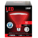 PAR38 Red LED Light Bulb, 5 Watts, E26, Weatherproof, Red Reflector, Party and Decorative Lighting Load image into Gallery viewer, PAR38 Red LED Light Bulb, 5 Watts, E26, Weatherproof, Red Reflector, Party and Decorative Lighting