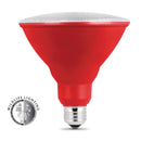 PAR38 Red LED Light Bulb, 5 Watts, E26, Weatherproof, Red Reflector, Party and Decorative Lighting Load image into Gallery viewer, PAR38 Red LED Light Bulb, 5 Watts, E26, Weatherproof, Red Reflector, Party and Decorative Lighting