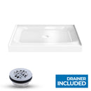 Acrylic Shower Pan Center Drain- Single Threshold - Resin and Fiberglass - 48 X36 X 5.5 Load image into Gallery viewer, Acrylic Shower Pan Center Drain- Single Threshold - Resin and Fiberglass - 48 X36 X 5.5