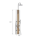 55 in. 6-Jet  Stainless Steel Bamboo Wood Shower Panel System With Adjustable Round Rainfall Showerhead, Handheld Shower & Tub Spout, Self-Cleaning & Jet Massage Feature Load image into Gallery viewer, 55 in. 6-Jet  Stainless Steel Bamboo Wood Shower Panel System With Adjustable Round Rainfall Showerhead, Handheld Shower & Tub Spout, Self-Cleaning & Jet Massage Feature