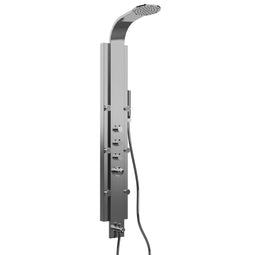 59 In. 6-jet Stainless Steel Shower Panel System With Fixed Round Rainfall Showerhead, handheld Shower, Self-Cleaning & Jet Massage Feature 59 In. 6-jet Stainless Steel Shower Panel System With Fixed Round Rainfall Showerhead, handheld Shower, Self-Cleaning & Jet Massage Feature