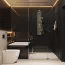 55 in. 8-Jet Stainless Steel Aluminum/Glass Shower Panel Systems With Adjustable Rainfall Showerhead, Round Handheld Shower,LED Temperature Display, Self-Cleaning & Jet Massage Feature Load image into Gallery viewer, 55 in. 8-Jet Stainless Steel Aluminum/Glass Shower Panel Systems With Adjustable Rainfall Showerhead, Round Handheld Shower,LED Temperature Display, Self-Cleaning & Jet Massage Feature