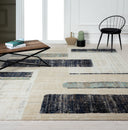 24-Seven by N Natori Art Moderna Indigo/Sandstone 5 ft. 3 in. x 7 ft. 6 in. Area Rugs Load image into Gallery viewer, 24-Seven by N Natori Art Moderna Indigo/Sandstone 5 ft. 3 in. x 7 ft. 6 in. Area Rugs