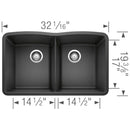 32 inch Double Bowl Kitchen Sink - Undermount Double Basin Load image into Gallery viewer, 32 inch Double Bowl Kitchen Sink - Undermount Double Basin