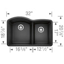 32 inch Double Bowl Undermount Kitchen Sink - 60/40 Load image into Gallery viewer, 32 inch Double Bowl Undermount Kitchen Sink - 60/40