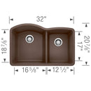 32 inch Double Bowl Undermount Kitchen Sink - 60/40 Load image into Gallery viewer, 32 inch Double Bowl Undermount Kitchen Sink - 60/40
