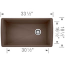 33-1/2 inch Single Bowl Kitchen Sink - Undermount Kitchen Sink Load image into Gallery viewer, 33-1/2 inch Single Bowl Kitchen Sink - Undermount Kitchen Sink