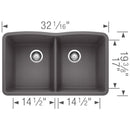 32 inch Double Bowl Kitchen Sink - Undermount Double Basin Load image into Gallery viewer, 32 inch Double Bowl Kitchen Sink - Undermount Double Basin