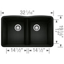 32 inch Double Bowl Kitchen Sink - Undermount Double Basin Load image into Gallery viewer, 32 inch Double Bowl Kitchen Sink - Undermount Double Basin