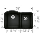 32 inch Double Bowl Undermount Kitchen Sink - 60/40 Load image into Gallery viewer, 32 inch Double Bowl Undermount Kitchen Sink - 60/40
