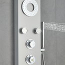 55 In. 5-Jet Stainless Steel Shower Panel System With Fixed LED Rainfall Shower Head, LED Temperature Display & Handheld Shower, Self-Cleaning & Jet Massage Feature Load image into Gallery viewer, 55 In. 5-Jet Stainless Steel Shower Panel System With Fixed LED Rainfall Shower Head, LED Temperature Display & Handheld Shower, Self-Cleaning & Jet Massage Feature