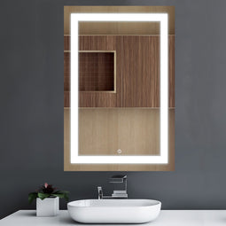 24 in. X 36 in. LED Lighted Bathroom Vanity Mirror, Adjustable Color Temperature & Remembrance, Touch Button, Anti-Fog Makeup Mirror, Inner Window Style 24 in. X 36 in. LED Lighted Bathroom Vanity Mirror, Adjustable Color Temperature & Remembrance, Touch Button, Anti-Fog Makeup Mirror, Inner Window Style