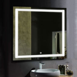 36 in. X 36 in. LED Lighted Bathroom Vanity Mirror, Anti Fog, Adjustable Color Temperature & Remembrance, Makeup Mirror, Touch Button, Inner Window Style 36 in. X 36 in. LED Lighted Bathroom Vanity Mirror, Anti Fog, Adjustable Color Temperature & Remembrance, Makeup Mirror, Touch Button, Inner Window Style