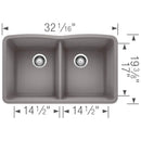 32 inch Double Bowl Kitchen Sink - Undermount Double Basin Load image into Gallery viewer, 32 inch Double Bowl Kitchen Sink - Undermount Double Basin