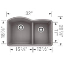 32 inch Double Bowl Undermount Kitchen Sink - 60/40 Load image into Gallery viewer, 32 inch Double Bowl Undermount Kitchen Sink - 60/40