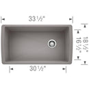 33-1/2 inch Single Bowl Kitchen Sink - Undermount Kitchen Sink Load image into Gallery viewer, 33-1/2 inch Single Bowl Kitchen Sink - Undermount Kitchen Sink