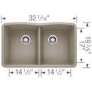 32 inch Double Bowl Kitchen Sink - Undermount Double Basin Load image into Gallery viewer, 32 inch Double Bowl Kitchen Sink - Undermount Double Basin