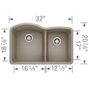 32 inch Double Bowl Undermount Kitchen Sink - 60/40 Load image into Gallery viewer, 32 inch Double Bowl Undermount Kitchen Sink - 60/40