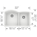 32 inch Double Bowl Undermount Kitchen Sink - 60/40 Load image into Gallery viewer, 32 inch Double Bowl Undermount Kitchen Sink - 60/40