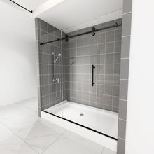 Load image into Gallery viewer, Ivanees 72 In. W X 76 In. H Frameless Single Sliding Glass Shower Door With 3 Glass Panels &amp; 8mm Clear Tempered Glass- Barn Door Style