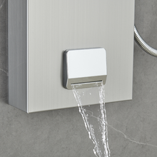 Load image into Gallery viewer, 53 in. 6-Jet Stainless Steel Shower Panel System w/ Fixed Rainfall &amp; Waterfall Shower Head, Tub Spout &amp; Handheld, Jet Massage Feature