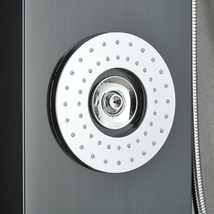 55 in. 6-Jet Stainless Steel Matte Black Shower Panel System w/ Fixed LED Rainfall & Waterfall Showerhead, Temp Display, Tub Spout & Handheld