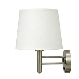 11″W x 16″H Single Wall Lamp with White Linen Shade – Brushed Nickel Finish - 4 Pack