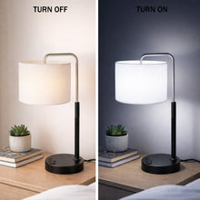 Load image into Gallery viewer, 12.75″D x 23″H Modern Desk Lamp with White Linen Shade – Black or Brushed Nickel Finish - 2 Pack - LEDMyPlace