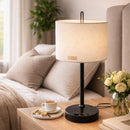 Load image into Gallery viewer, 12.75″D x 23″H Modern Desk Lamp with White Linen Shade – Black or Brushed Nickel Finish - 2 Pack - LEDMyPlace