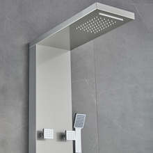 Load image into Gallery viewer, 53 in. 6-Jet Stainless Steel Shower Panel System w/ Fixed Rainfall &amp; Waterfall Shower Head, Tub Spout &amp; Handheld, Jet Massage Feature