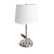 Load image into Gallery viewer, 14" Dia x 24.5"H Modern Table Lamp with White Linen Shade – Brushed Nickel Finish - 4 Pack - LEDMyPlace