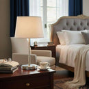 Load image into Gallery viewer, 14" Dia x 24.5"H Modern Table Lamp with White Linen Shade – Brushed Nickel Finish - 4 Pack - LEDMyPlace